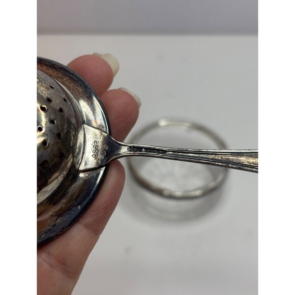 Hallmarked Watson Sterling Silver Tea Strainer WITH Drip Tray - Picture 5 of 12